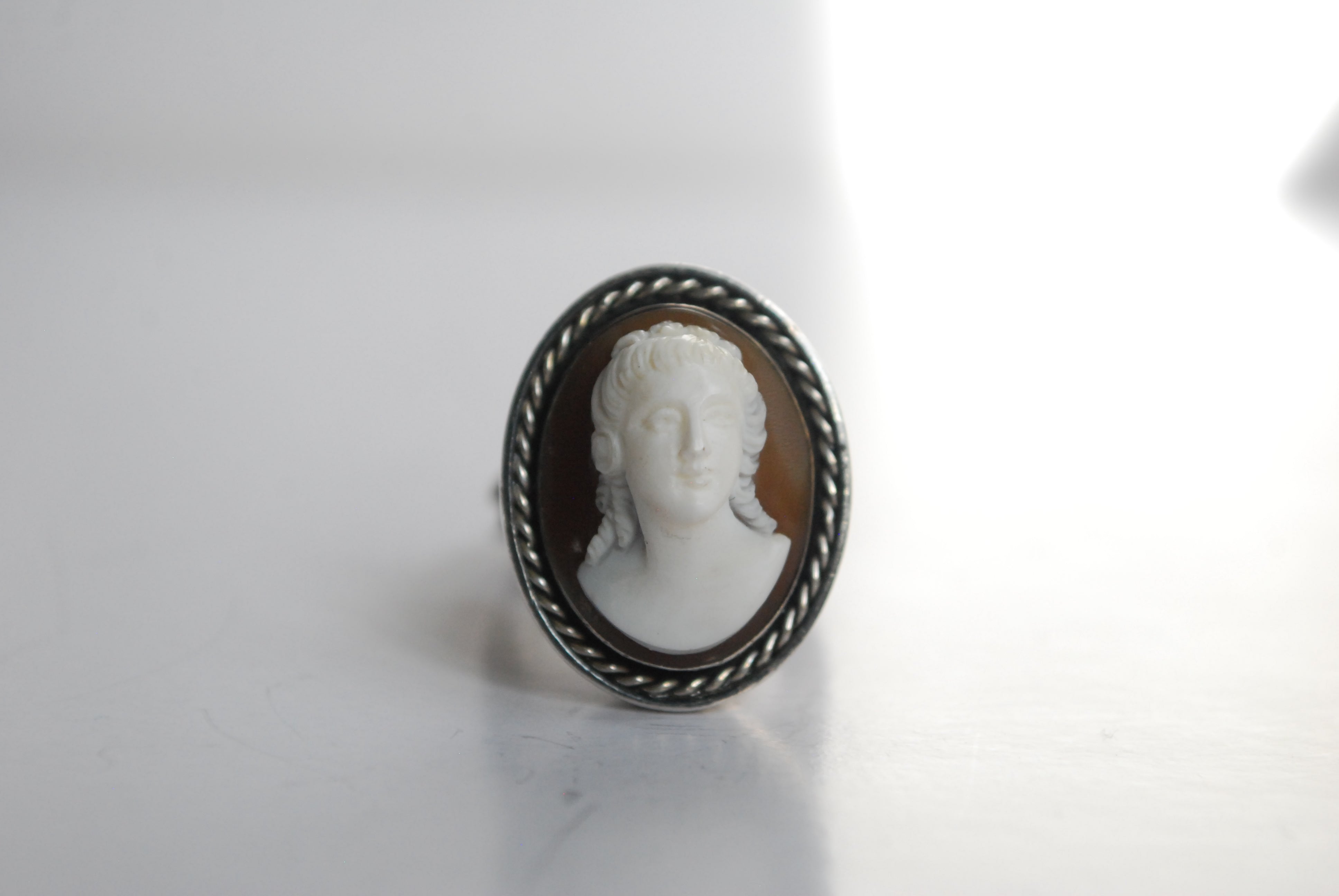 brown cameo ring