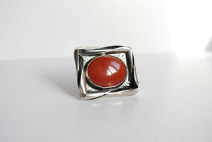 coral oval ring